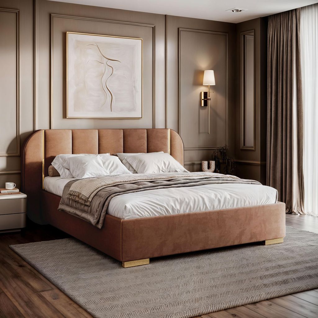 Polsterbett AMARA GOLD mit Stauraum und Lattenrost 140x200, Royal Velvet 87198