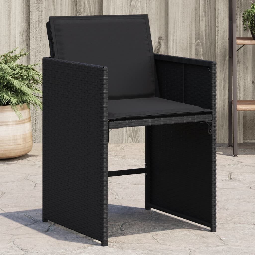 "im Angebot" Gartenstühle mit Kissen 4 Stk. - bis 150 kg - Schwarz Poly Rattan - Stapelsessel CC17642