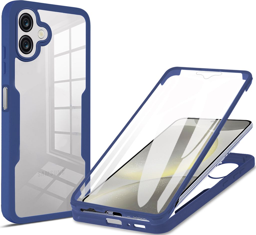 Schutzhülle für Samsung Galaxy A06, Eingebautem Displayschutz 360 Grad Komplettschutz Handyhülle Blau