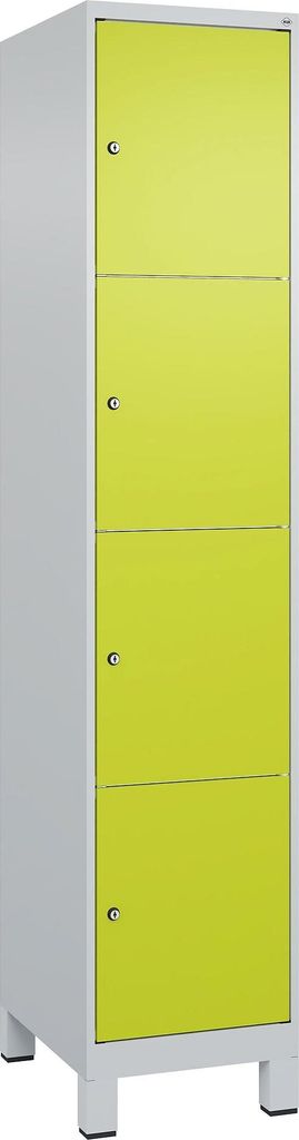 C+P Fächerschrank "Classic Plus", 4 Fächer übereinander, Abteilbreite 40 cm, mit Füßen, Clowngrün (RAL 110 80 60), 195x40x50 cm/ 4 Fächer