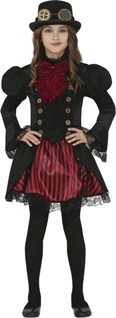 A young girl wearing a steampunk-style costume.