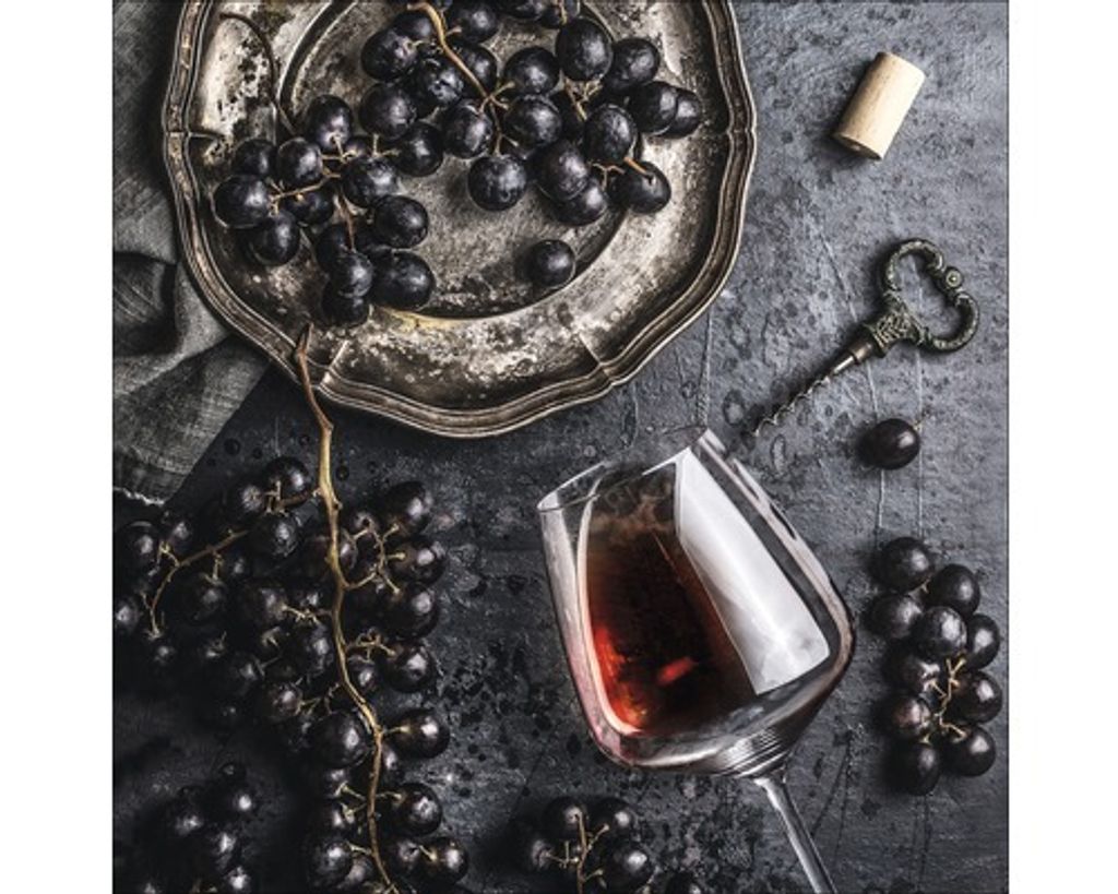 Glasbild Wein und Trauben 50x50 cm