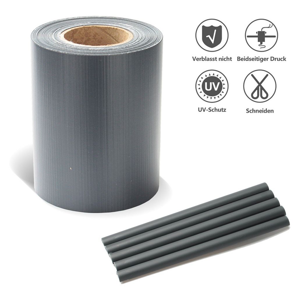 Hengda Sichtschutzstreifen PVC Doppelstabmatten Zaun Windschutz 70m x 19 cm Anthrazit