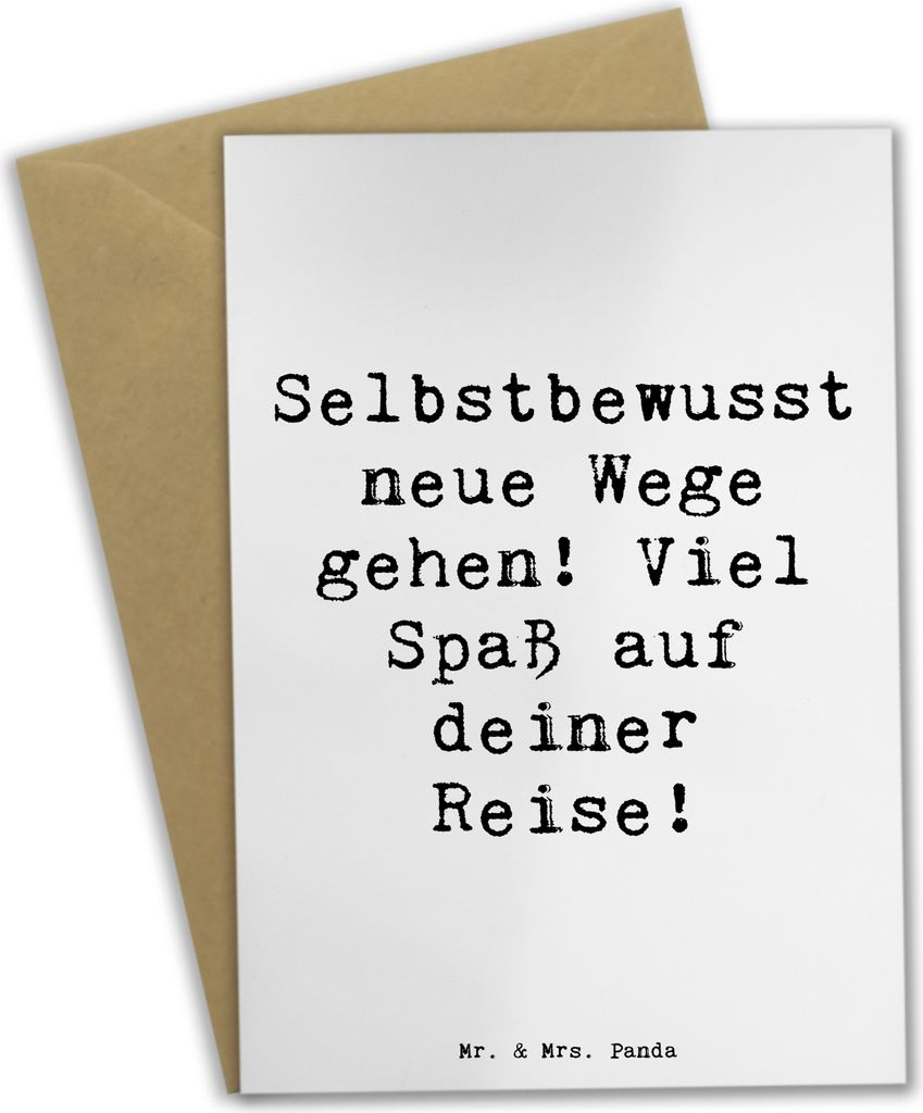Mr. & Mrs. Panda Grußkarte Spruch Alleine Reisen unternehmen - Weiß - Geschenk, Selbstvertrauen, neue Perspektiven, osterkarte, Zuversicht, glüc...