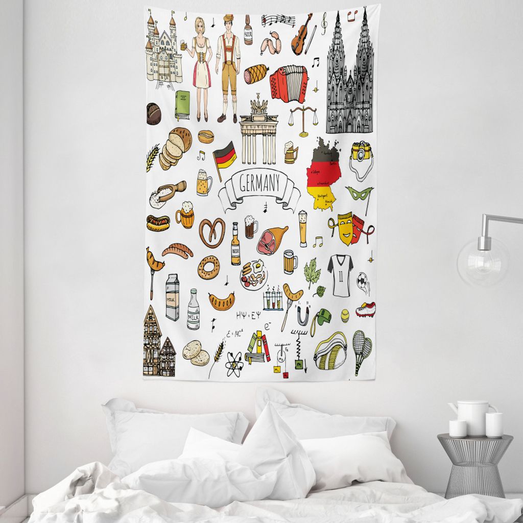 ABAKUHAUS Deutsche Wandteppich und Tagesdecke, Europäische Kultur aus Weiches Mikrofaser Stoff Waschbar ohne Verblassen Digitaldruck, 140 x 230 cm...