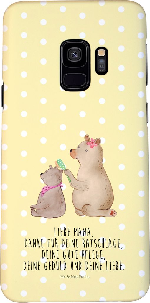 Mr. & Mrs. Panda Samsung Galaxy S9 Handyhülle Bär Kind - Gelb Pastell - Geschenk, Muttertag, Bären, Handy Schutzhülle, Mutter, Hülle, Mama, Co...