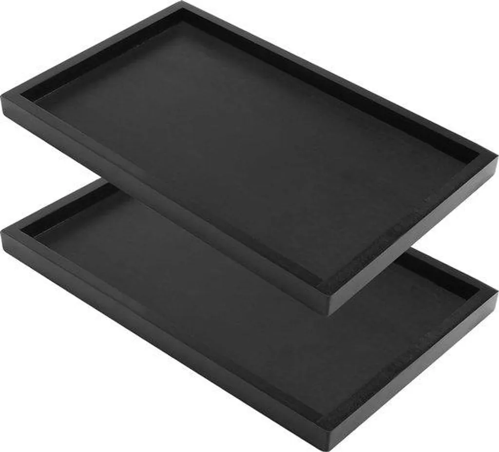 Plateau de Service Thé et Café Noir 32x20 cm - Idéal Déjeuner au Lit
