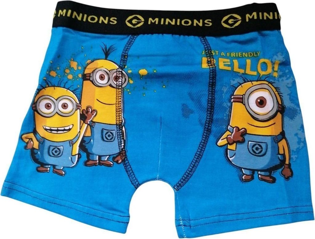 Coole Retro-Shorts für Jungen | Minions | mit Schriftzug "Just a friendly BELLO" | blau, 104