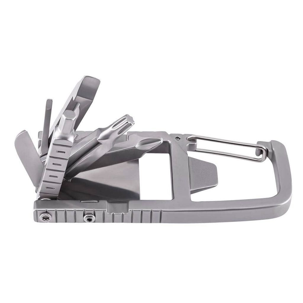 Herbertz Multi Tool, AISI 420 Stahl, rostfrei, 10 Funktionen, Karabiner-Verschluss