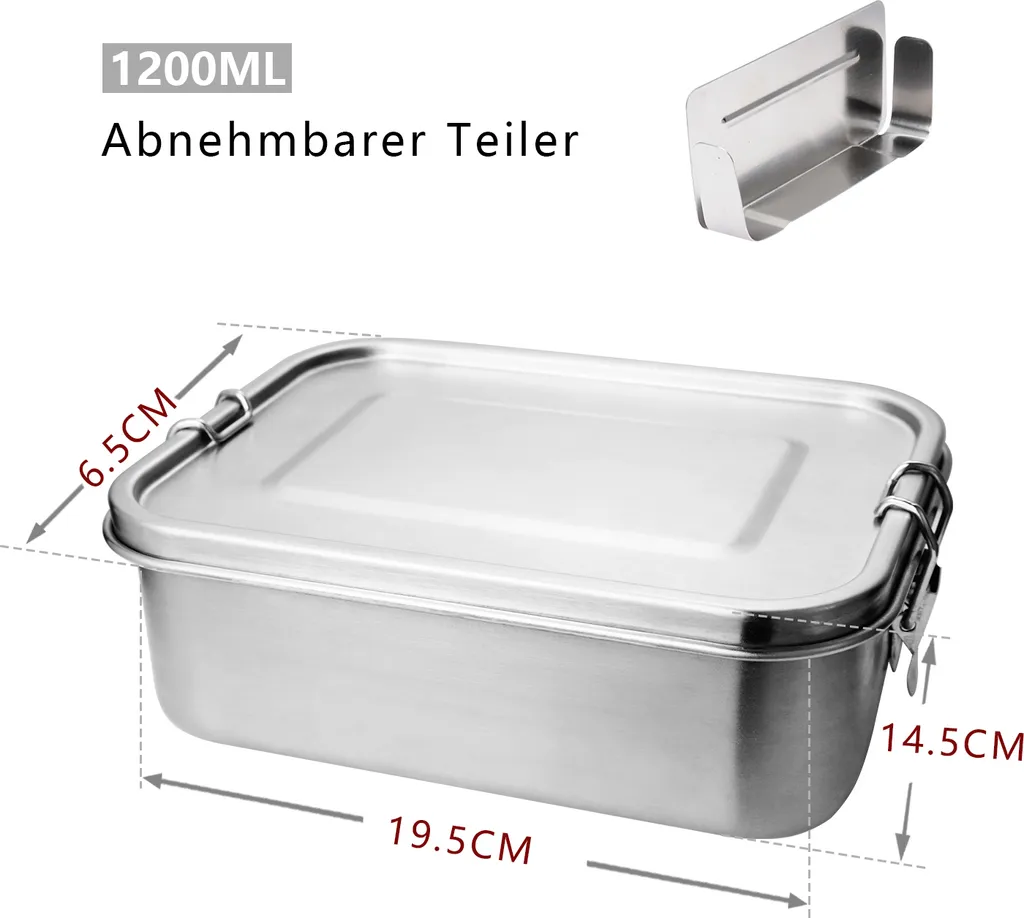 Set Lunch Box Jiubiaz Acciaio Inox 800+1200ml | Schiscetta Senza BPA - 2