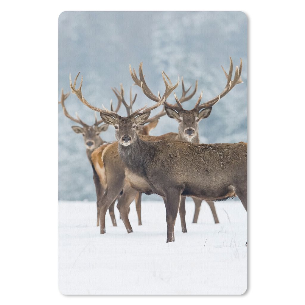 MuchoWow Mauspad Mousepad Hirsche - Tiere - Schnee - Winter - Landschaft - Natur 18x27 cm - Mousepads - Maus Mat - Pad - Mausunterlage