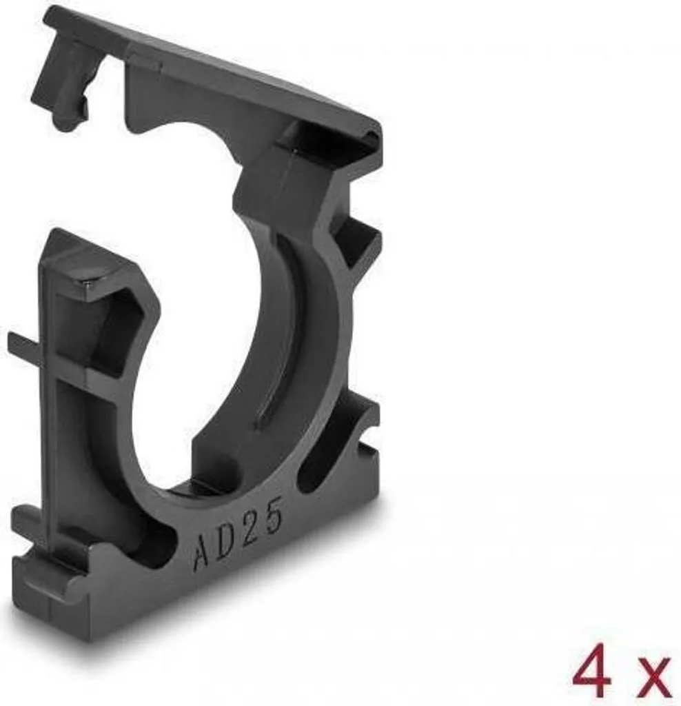 4 clips noirs Delock 25mm pour gaine : gestion câble durable