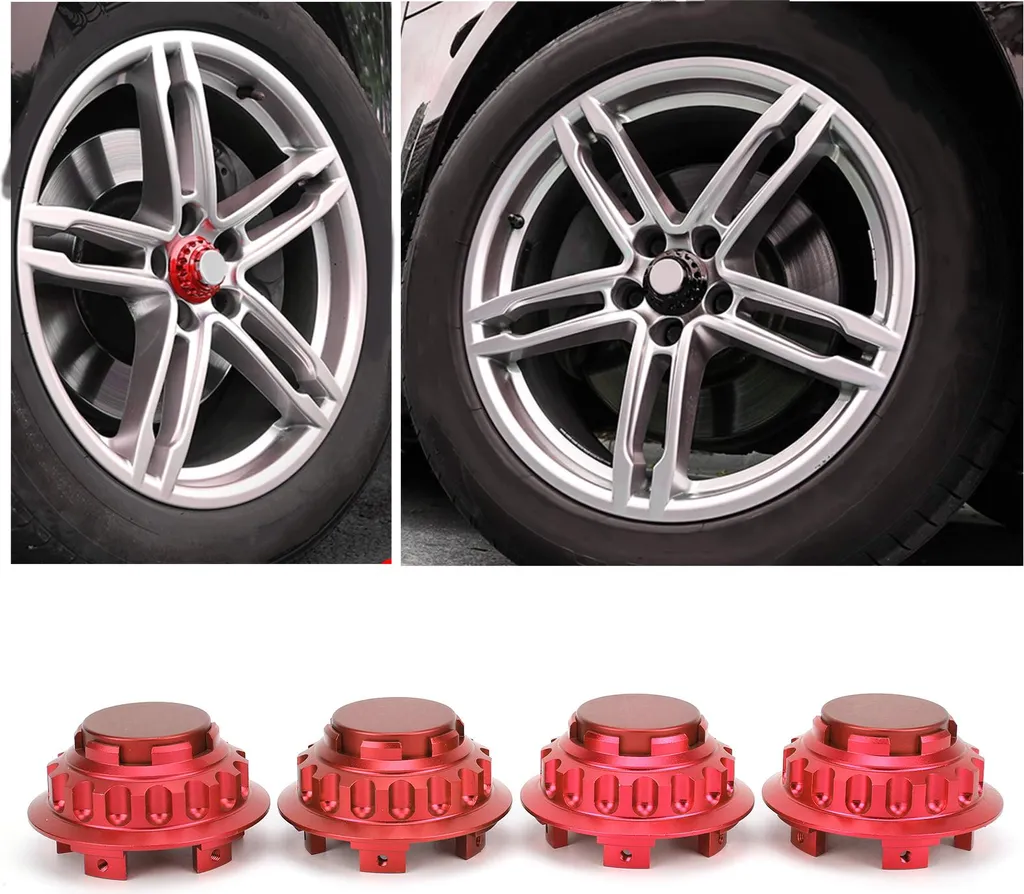 Enjoliveurs de roue 3 pouces en aluminium rouge durable 7PP601149A x4