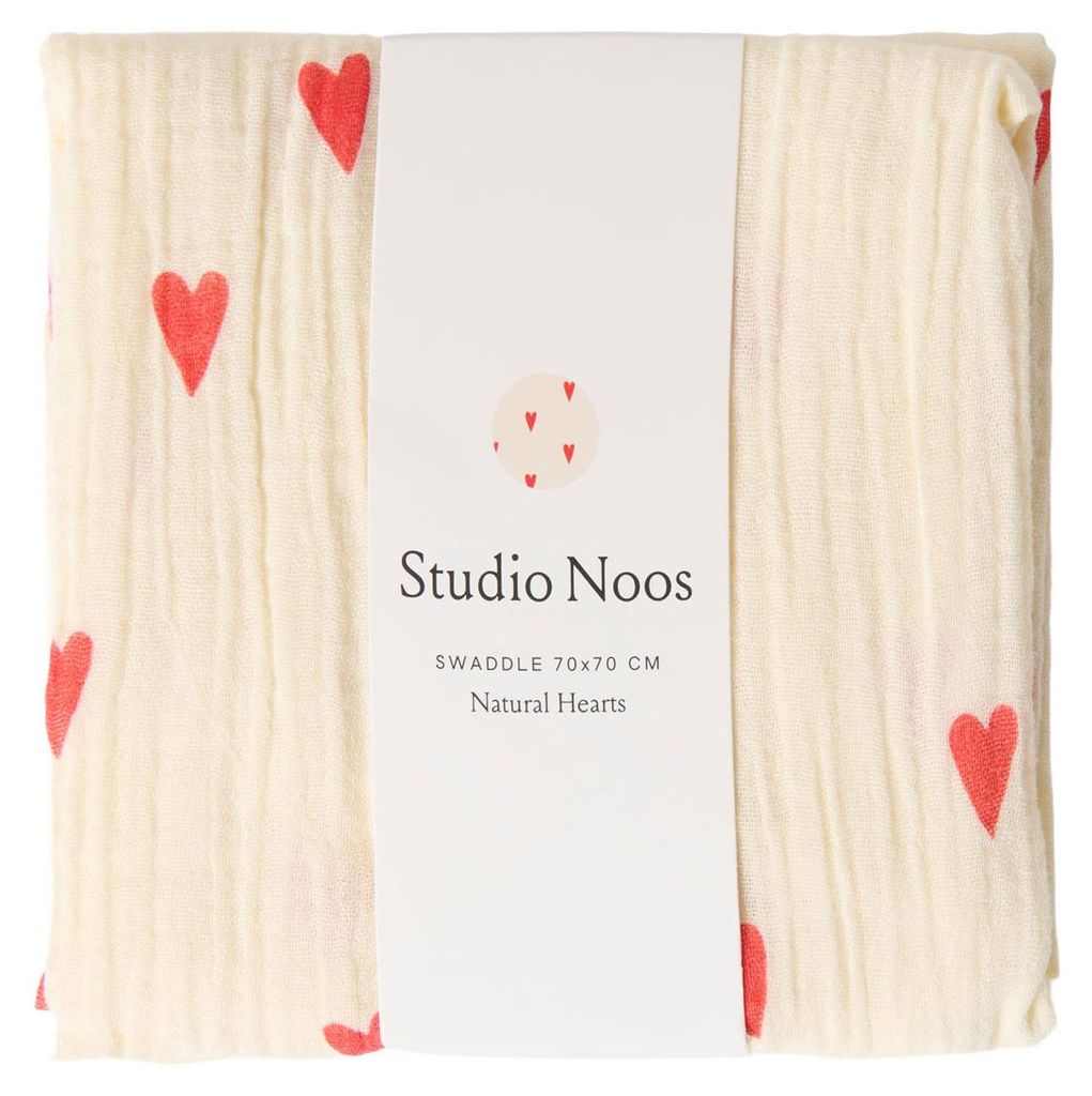Studio Noos Natural Hearts Swaddle 70x70 cm Produktbild 