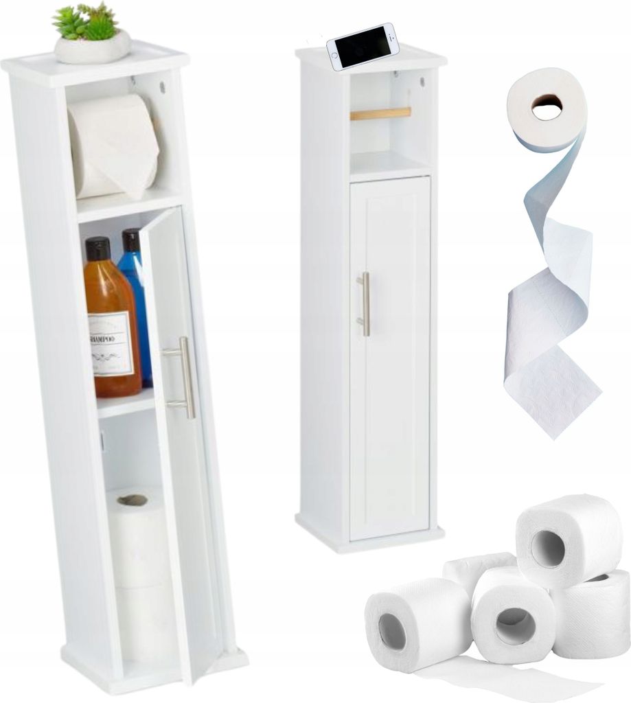 relaxdays Biały stojący uchwyt na rolkę papieru toaletowego Zdjęcie produktu 
