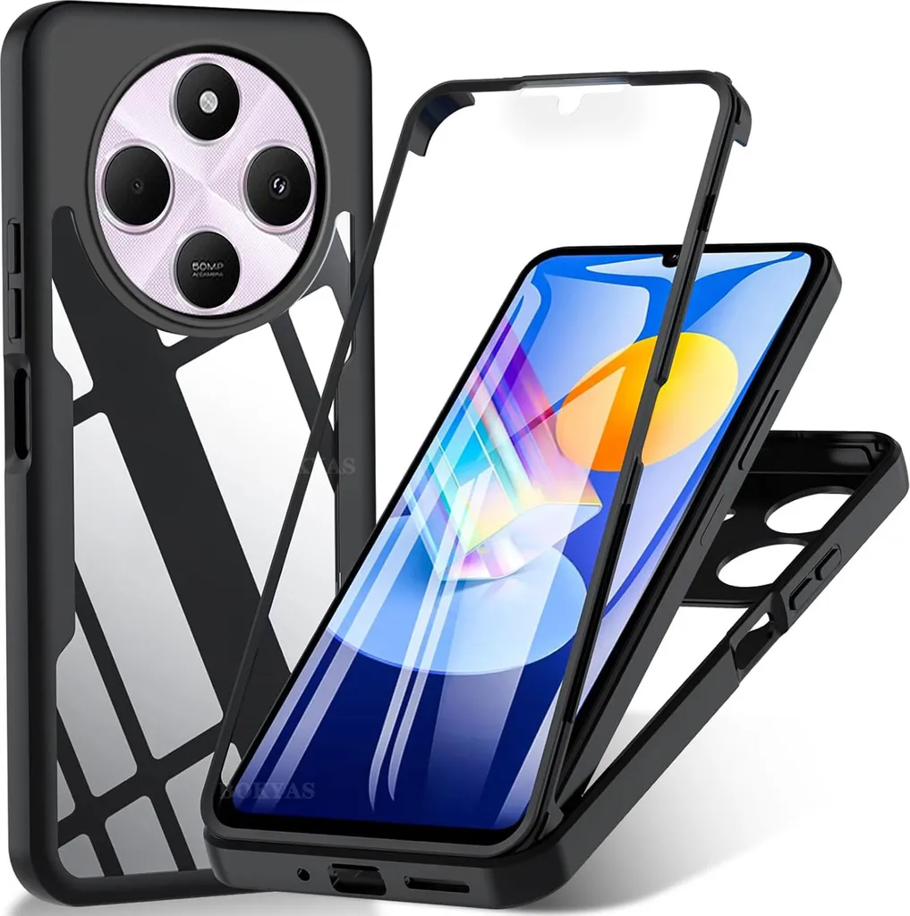 Protezione Integrale Xiaomi Redmi 14C - Cover Ibrida TPU/Acrilico Nero