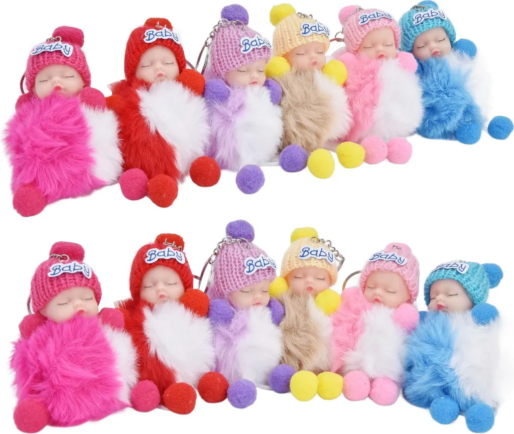 12 Portachiavi Bamboline Dormienti per Feste - Gadget Fine Compleanno