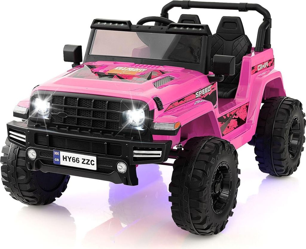 COSTWAY 24V Kinder Elektroauto, Kinderauto elektrisch 2 Sitzer, für Kinder ab 3 Jahre (Rosa)