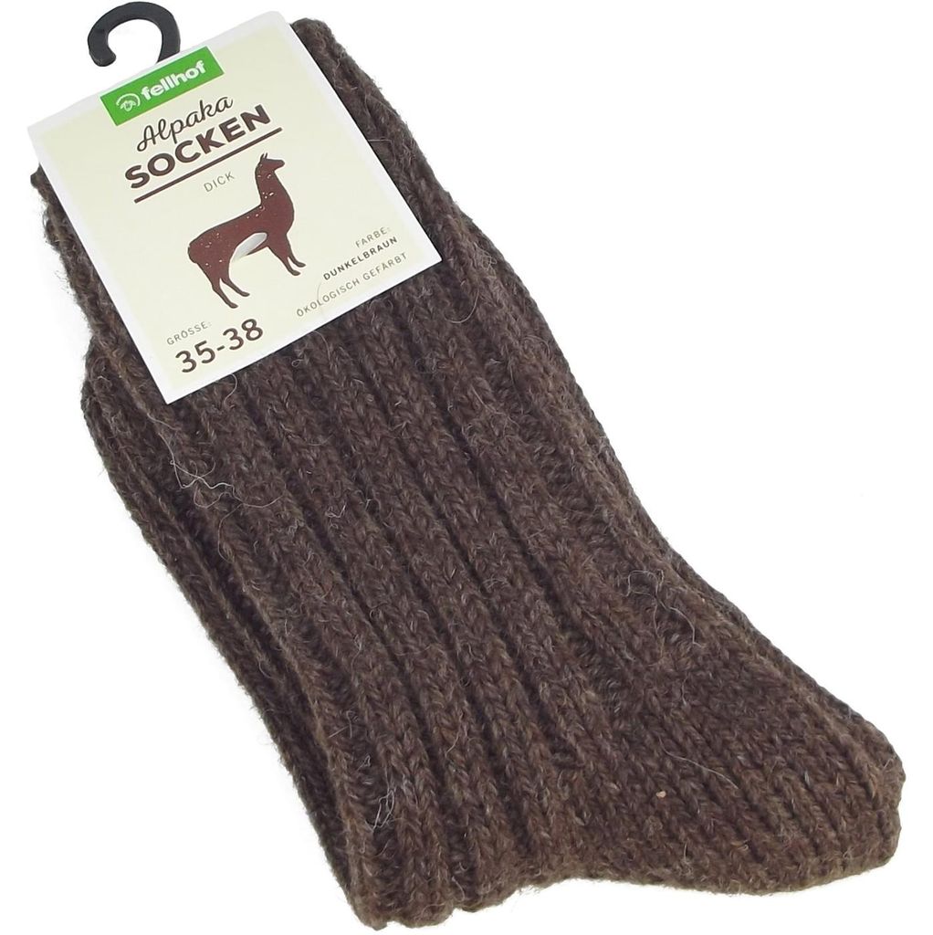 Fellhof Alpaka Uni Socken Dick dunkelbraun, 2712-DKB Produktbild 
