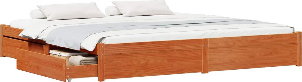 Bettrahmen Wachsbraun 200 x 200 cm Massivholz Kiefer