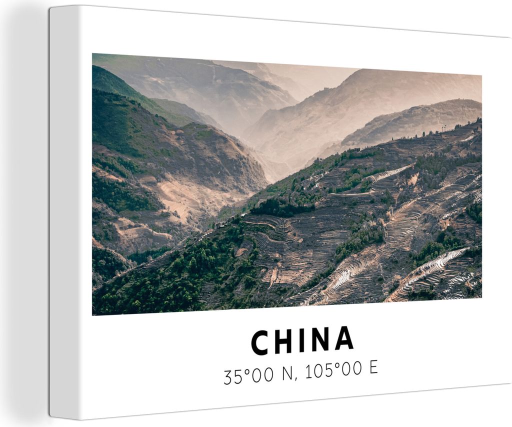 OneMillionCanvasses - Leinwandbilder - 140x90 cm, China - Berge - Asien, Wandbilder Kunstdruck Wanddekoration - Foto auf Leinwand - Gemälde auf ...