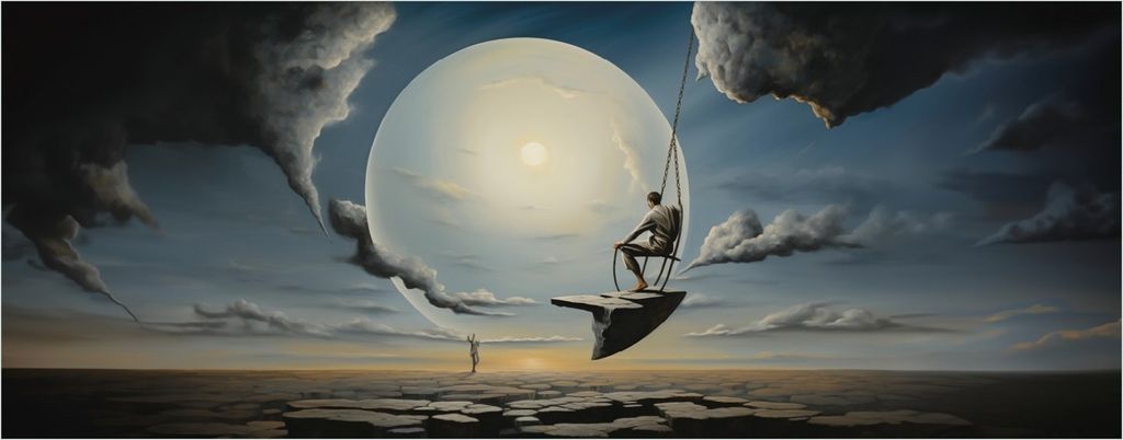 Wallario selbstklebendes Poster - Schaukel am Himmelsrand, Größe: 80 x 200 cm