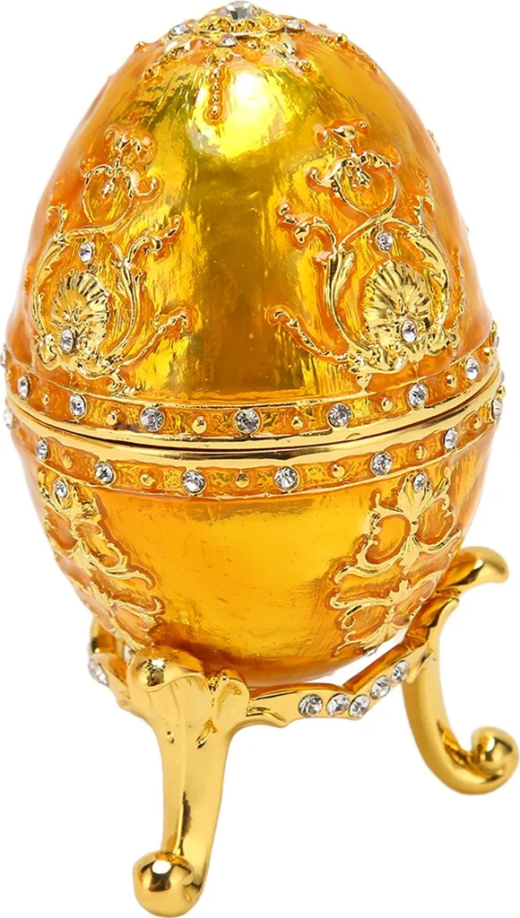 Coffret à bijoux décoratif émaillé or et métal peint à la main Chic - 3