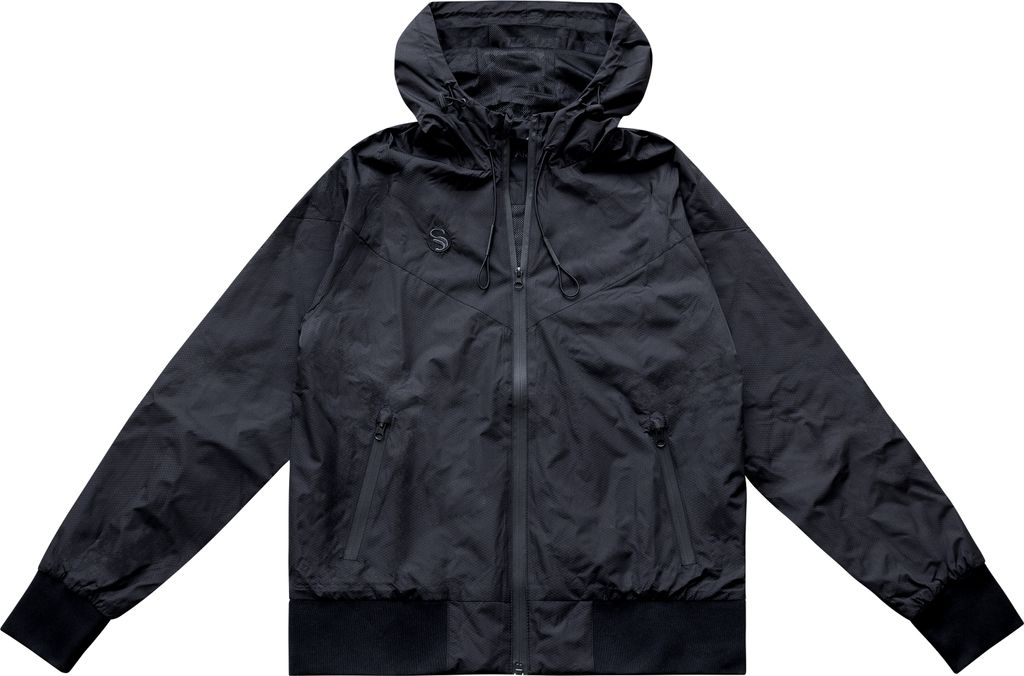 Stark Soul Herren Windbreaker Jacke mit Wabenmuster, Kapuze, Reißverschluss-Taschen, Innentasche, Mesh Innenfutter, Farbe: Schwarz, Gr: S