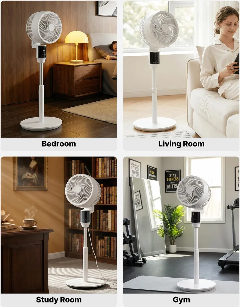 Ventilateur sur pied oscillant avec télécommande et minuterie programmable