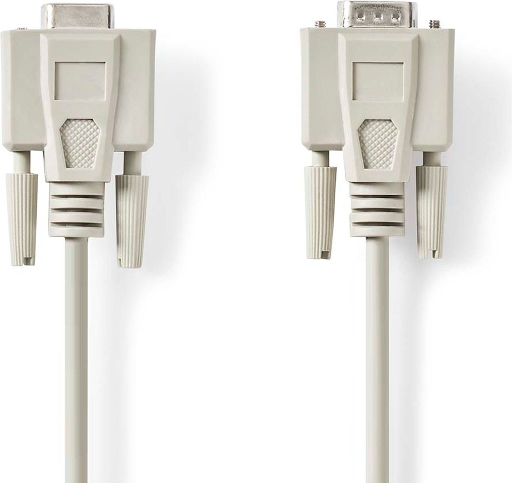 Nedis Serielles Kabel - D-SUB 9-Pin Stecker - D-SUB 9-Pin-Buchse - Vernickelt - 5.00 m - Rund - PVC - Elfenbein - Label