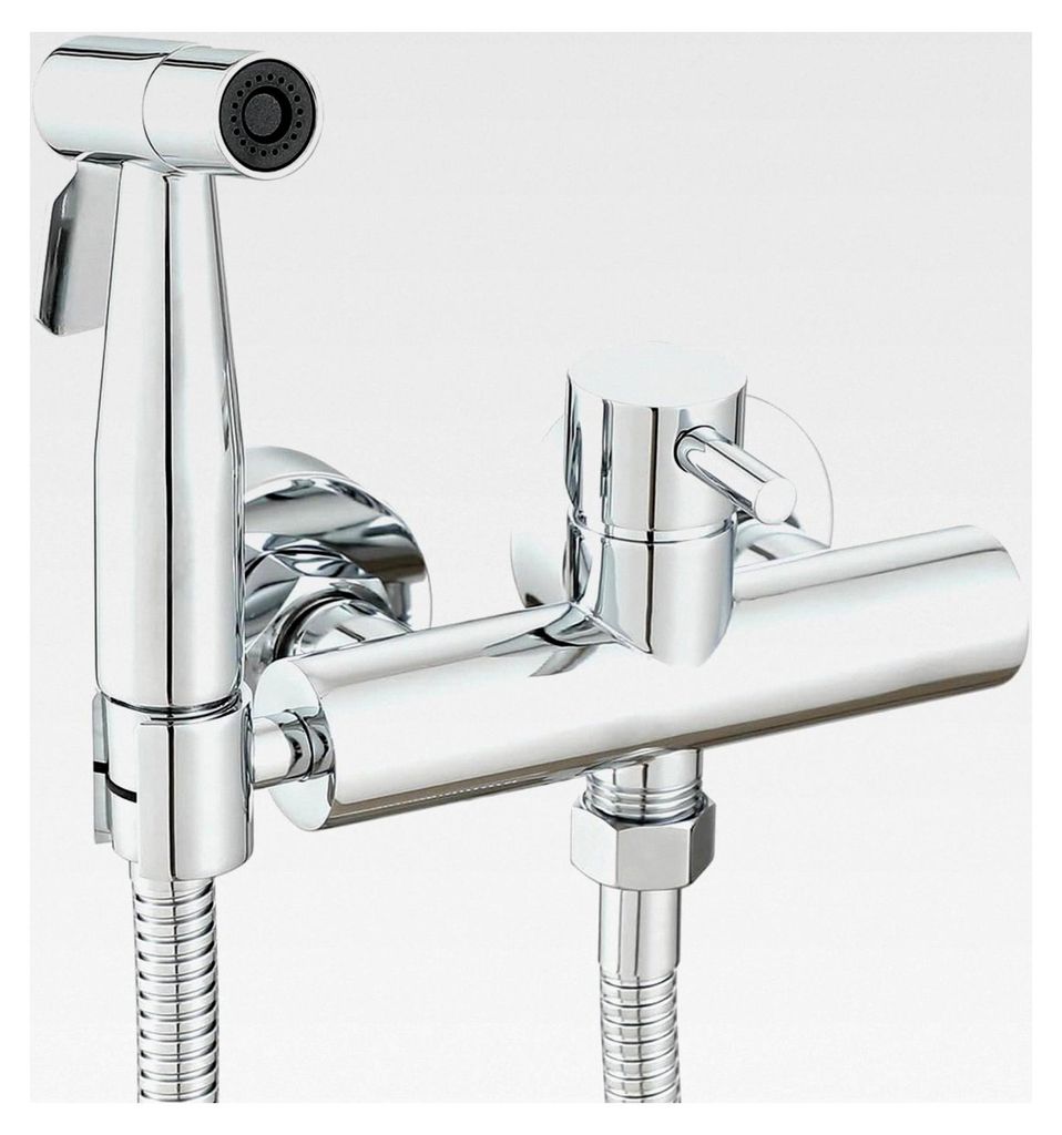 Wandmontierte Bidet-Mischbatterie, Chrom, Sprüh-Set für WC und Dusche, heiße und kalte Bidet-Armatur mit Shattaf-Sprüh-Set
