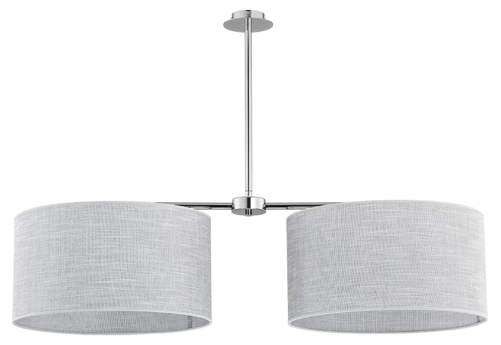 Grande suspension salon gris fumé Duo Alfa 75x110cm éclairage chaleureux