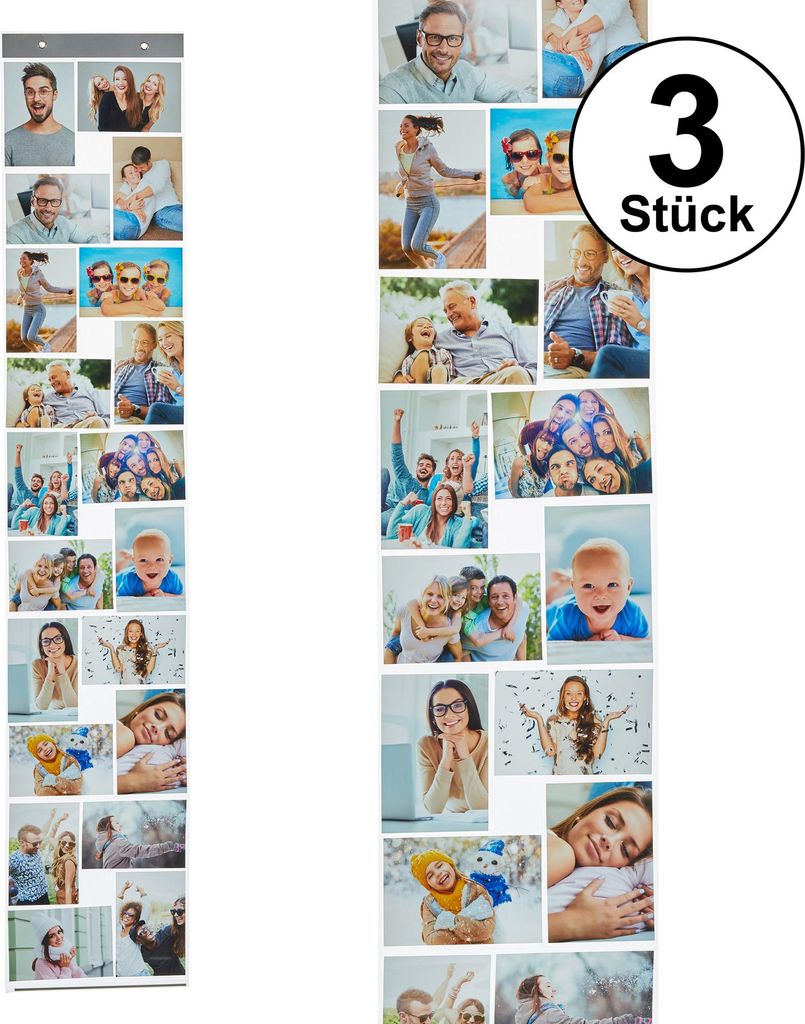 3er Set Fotovorhang mit 20 Taschen für Fotos im Quer & Hochformat 10x15cm