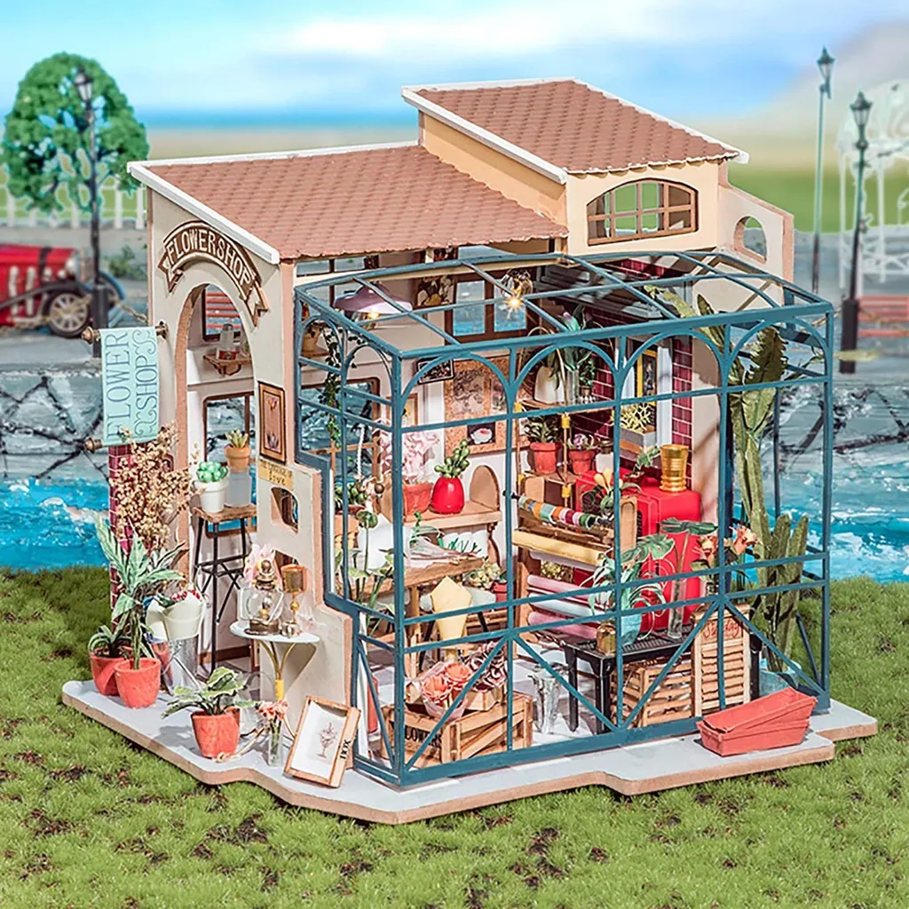 RoboTime Fleuriste Maison Miniature DIY Kit de Construction en Bois