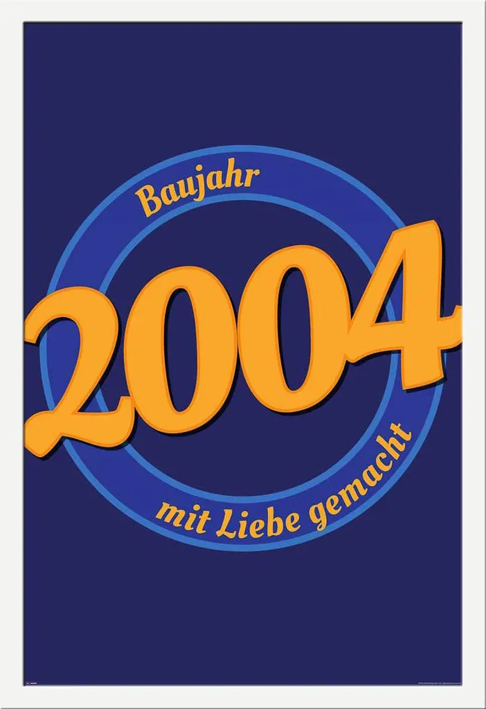Poster di compleanno - Poster - 2004 - Con amore + cornice rimovibile, Shinsuke® Maxi MDF bianco, disco acrilico