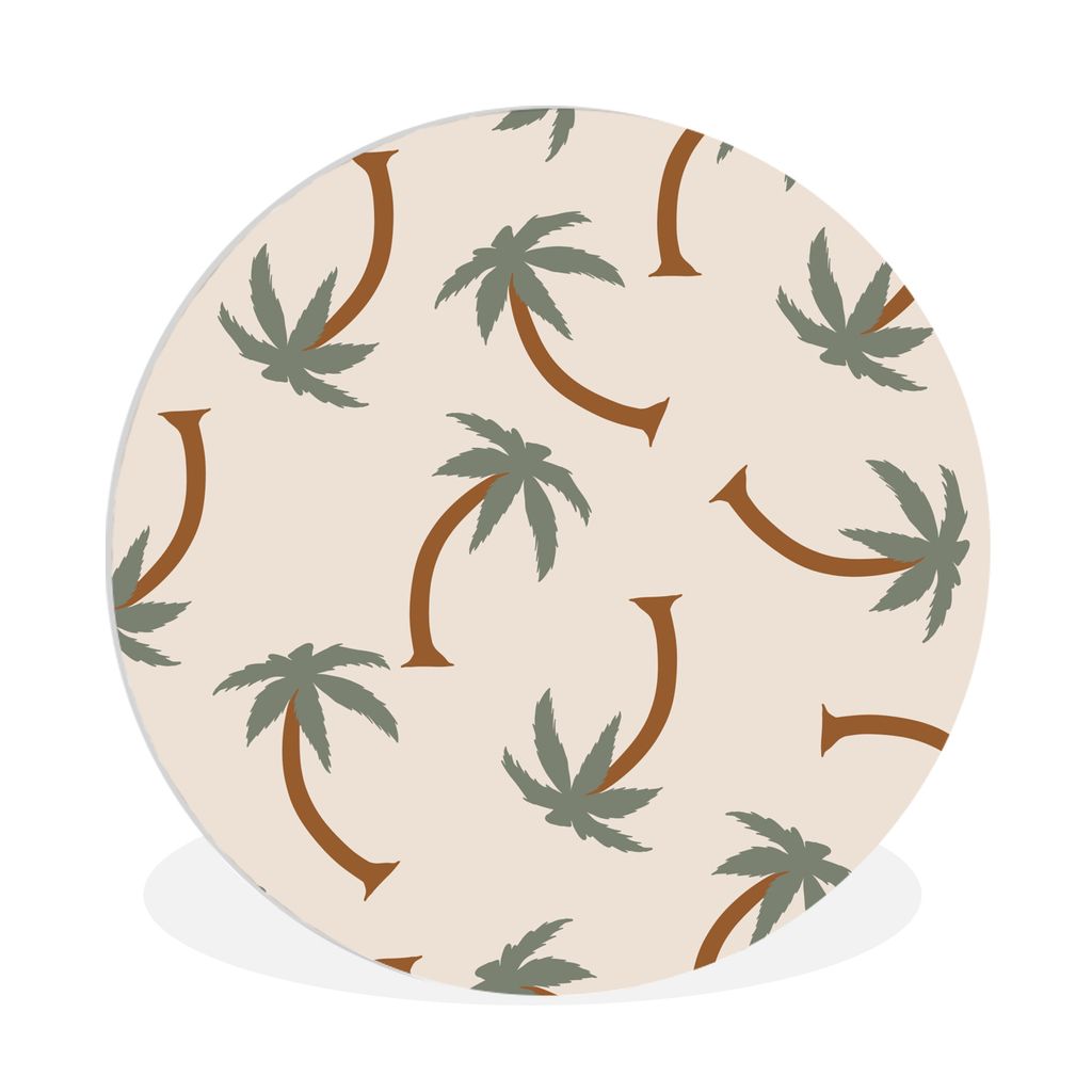 MuchoWow Rundes Wandbild - Runde Bilder Palme - Muster - Pastell Ø 90 cm Kreis Wanddekoration Kunststoff - Wandkreis - Wandschmuck - Wand-Kreis ...