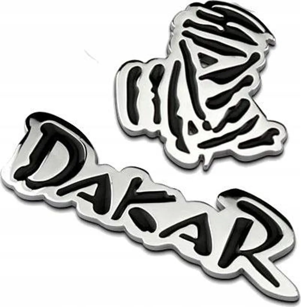 Décoration DAKAR 3D métal argenté pour valises alu et coffre de toit