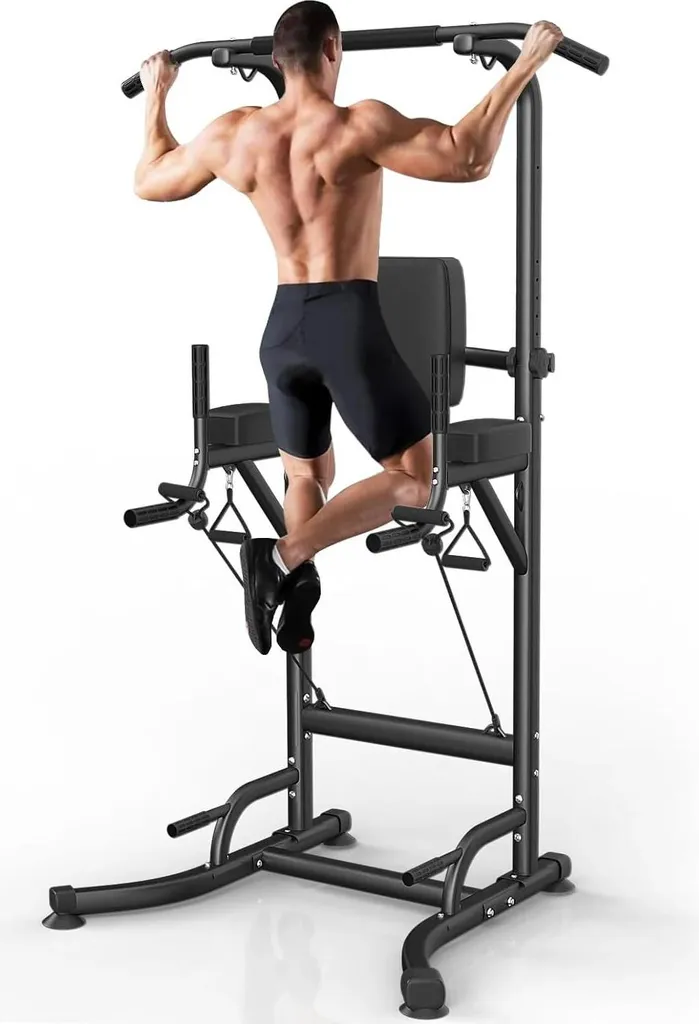 Power Tower Station de Dips et Barre de Traction Multi-usage Blanche