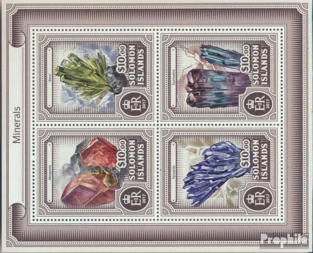 Briefmarken Salomoninseln 2017 Mi 4371-4374 Kleinbogen (kompl. Ausg.) postfrisch Mineralien