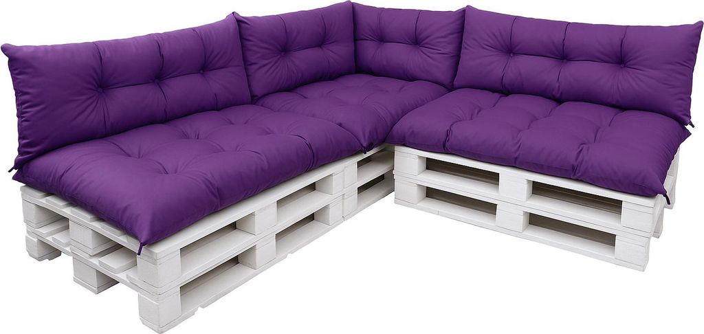 Palettenkissen Set 7-teilig Violett – Sitzkissen 120×60 cm & Rückenkissen 120×40 cm für Palettensofa, Lounge & Gartenmöbel palettenkissen ou...