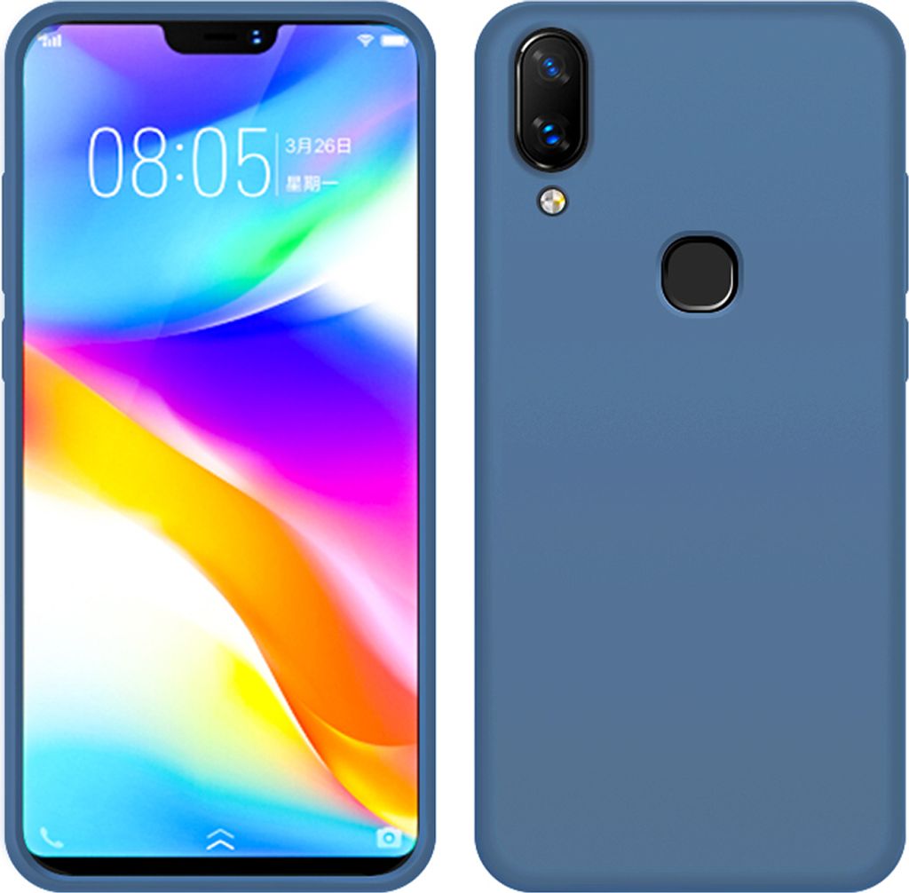 VIVO Z3X Hülle, LaimTop Slim Flüssig Silikon Soft Gel Gummi Stoßfest Kratzfest Schutzhülle für VIVO Z3X Blau