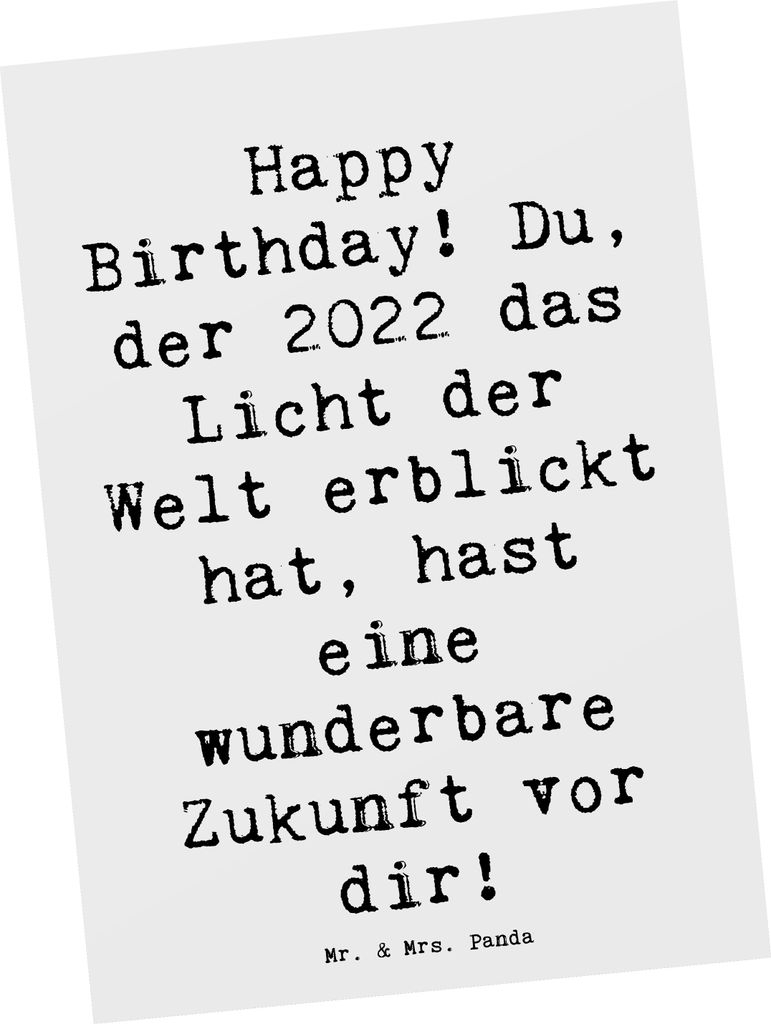 Mr. & Mrs. Panda Postkarte Spruch 2022 Geburtstag - Weiß - Geschenk, Geburtstagsgeschenk, Alter, Grußkarte, Postkarten, unvergesslicher, Ansichts...