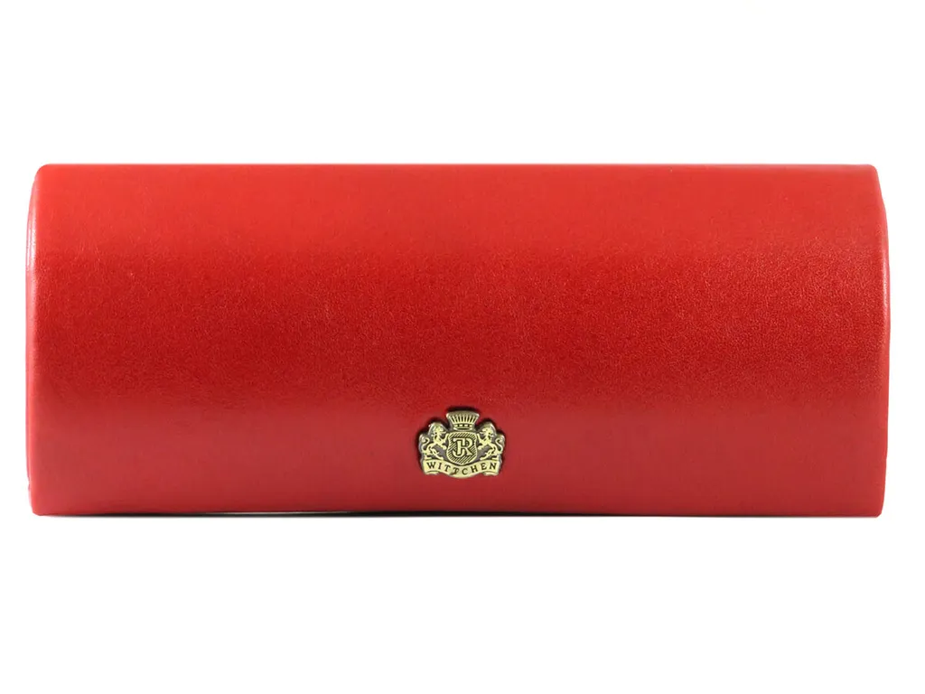 WITTCHEN Étui à lunettes rouge en cuir de veau véritable pour femme