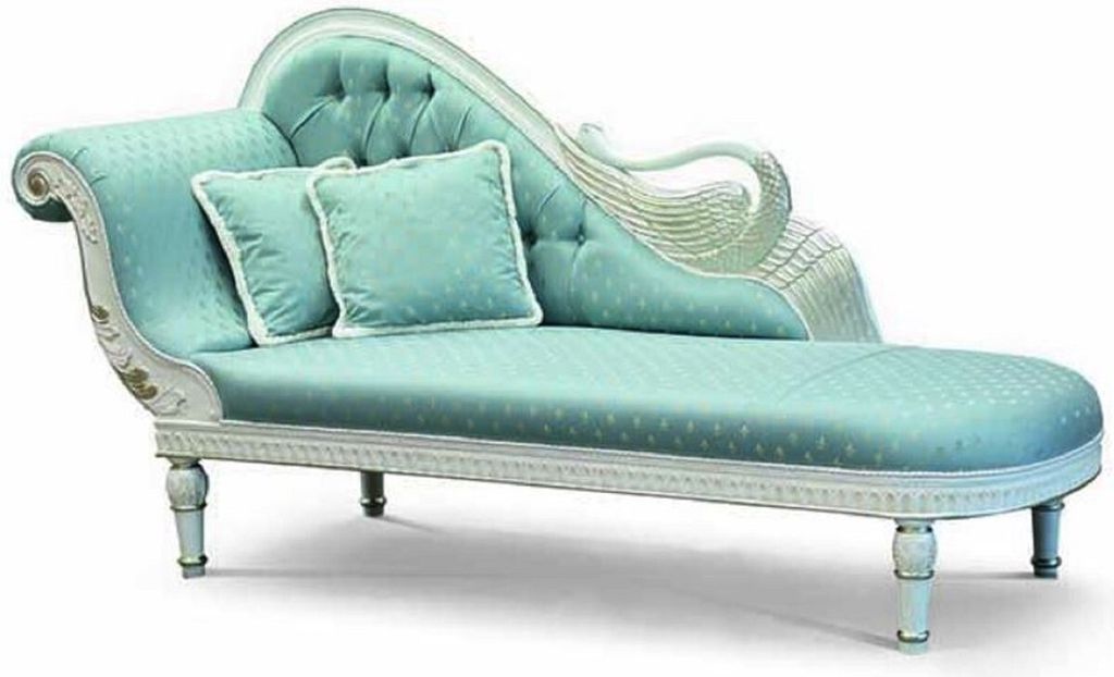Casa Padrino Luxus Barock Chaiselongue Türkis / Elfenbein / Gold 230 cm - Italy