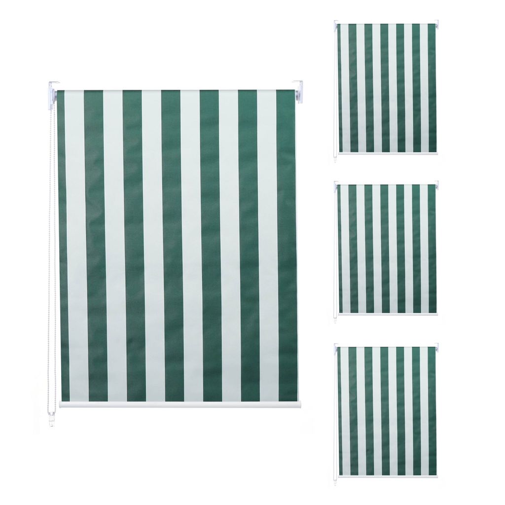 4er-Set Rollo HWC-D52, Fensterrollo Seitenzugrollo Jalousie, 120x230cm Sonnenschutz blickdicht grün/weiß