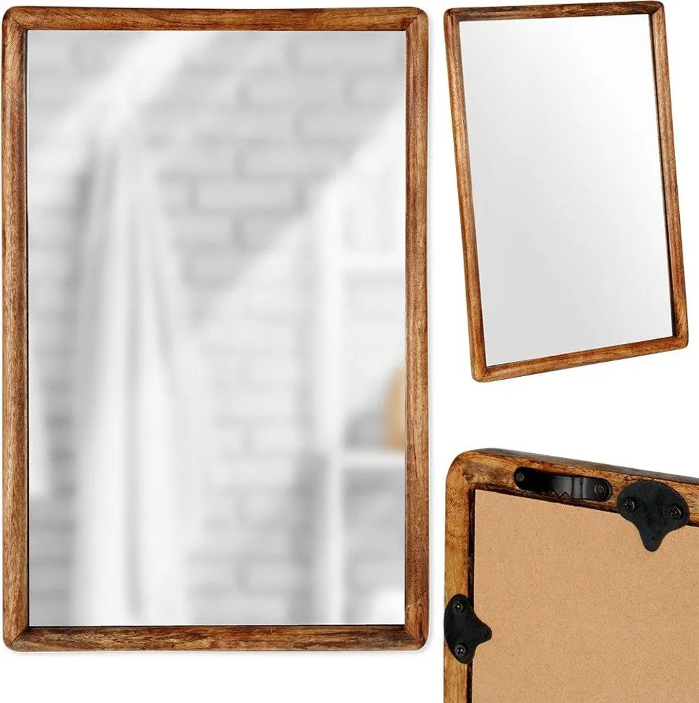 Specchio da parete rettangolare in legno 40x60 cm - 8