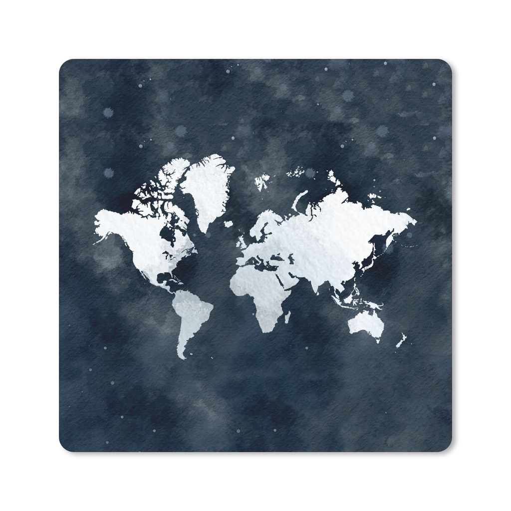 MuchoWow Mauspad Mousepad Weltkarte - Nacht - Blau 30x30 cm - Mousepads - Maus Mat - Pad - Mausunterlage - Gaming
