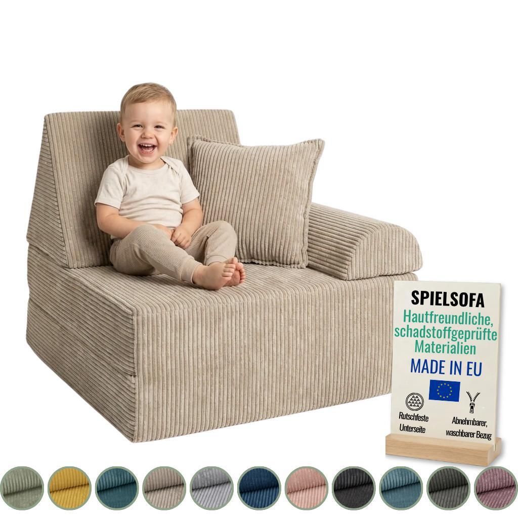 Pillows24 – Spielsofa für Kinder aus Cordstoff | Kindersessel mit waschbarem Bezug | Kindersofa für Spielzimmer – Hergestellt in der EU, Capp...