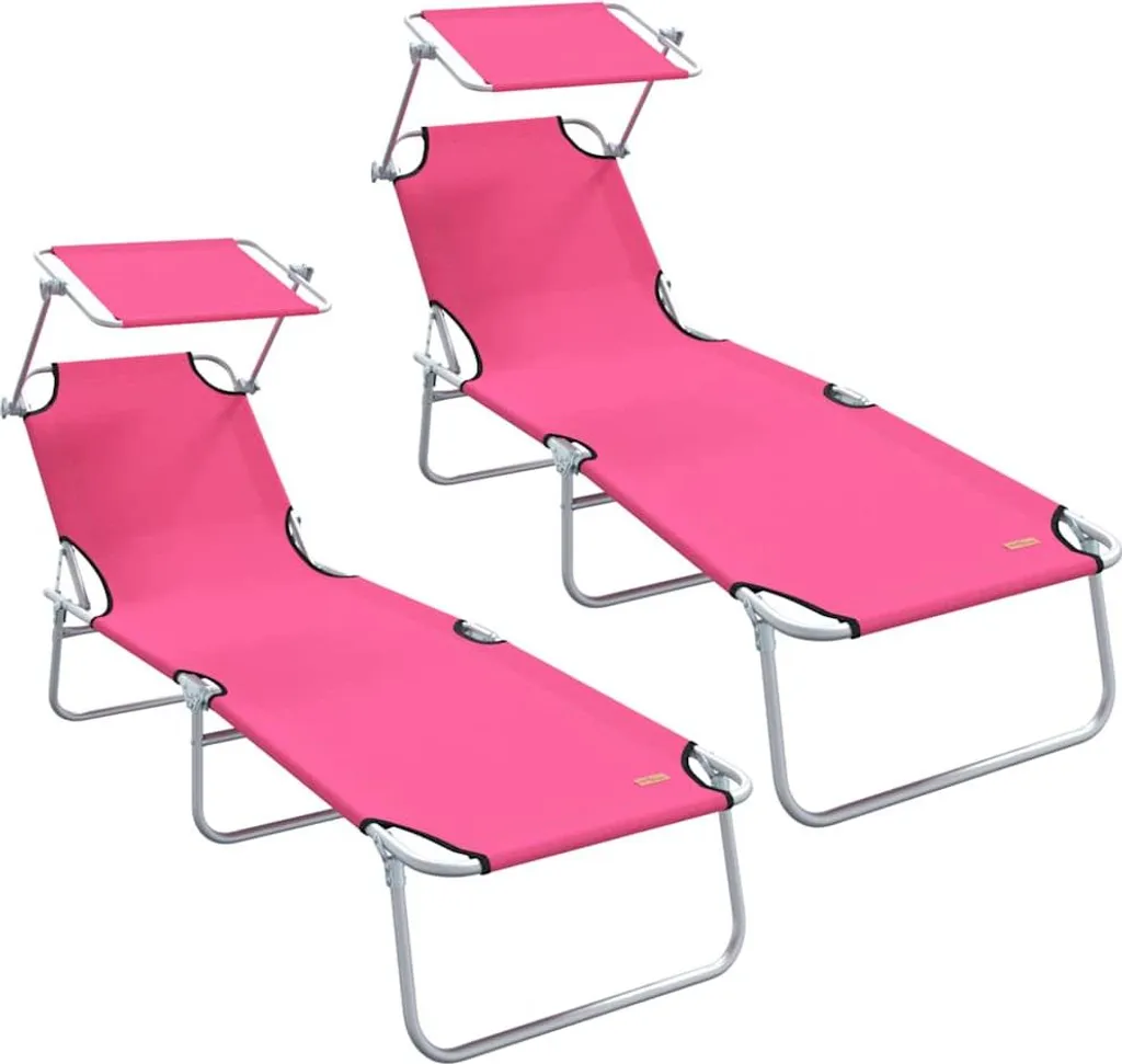 OFFERTA Set 2 Lettini Rosa vidaXL - Acciaio Pieghevole 188cm