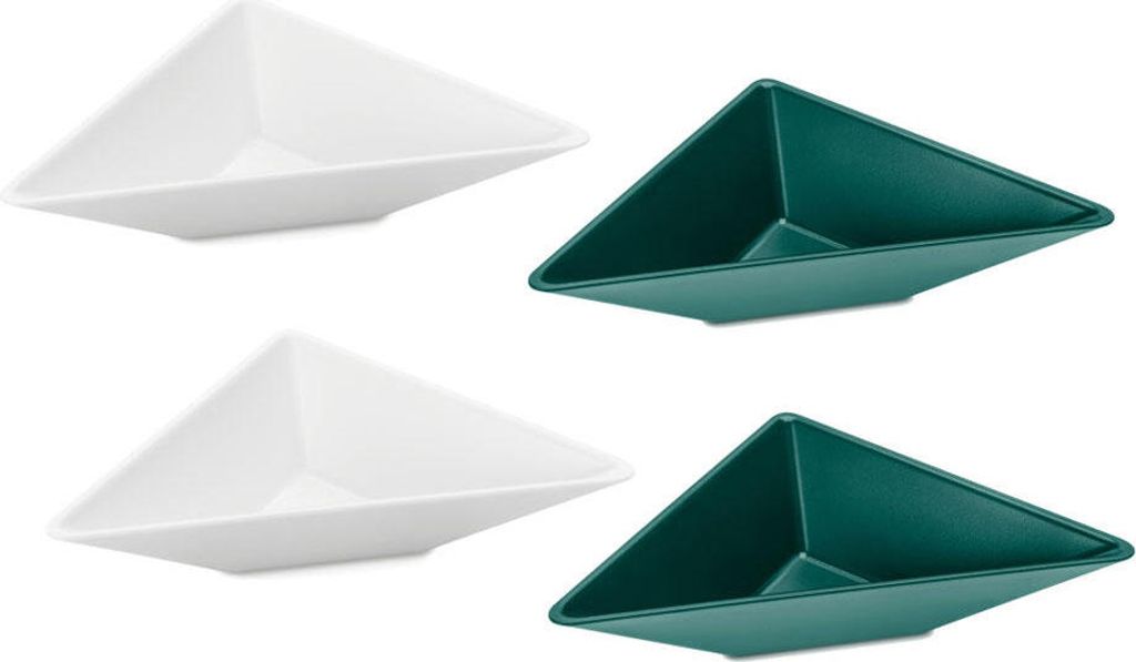 Koziol Tangram 1 Schalen-Set, 4er Set, Schalenset, Snackschalen, Snackset, Kunststoff, Baumwolle White Emerald Green / Jungle Green, 13.8 cm, 3482386